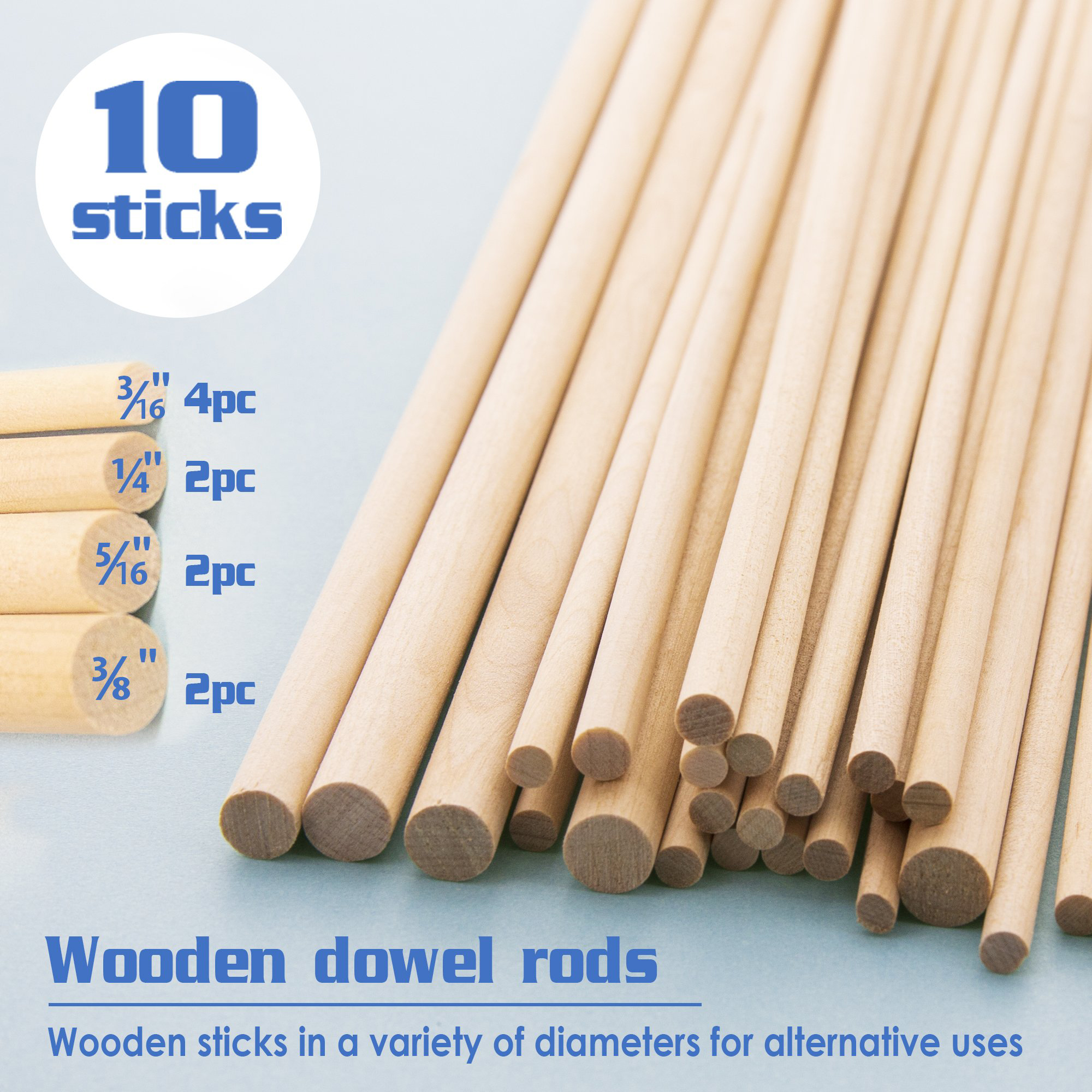 The Teachers' Lounge®  Assorted Round Natural Wooden Dowel, Pack