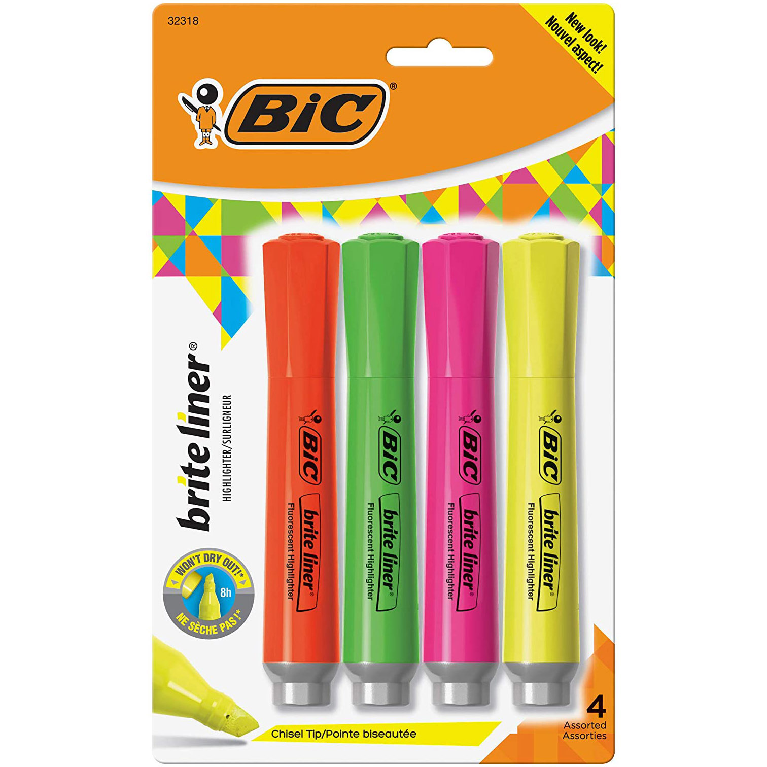 Bic Great Erase Low Odor Dry Erase Markers, Fine Point, 4 per Pack, 6 Packs