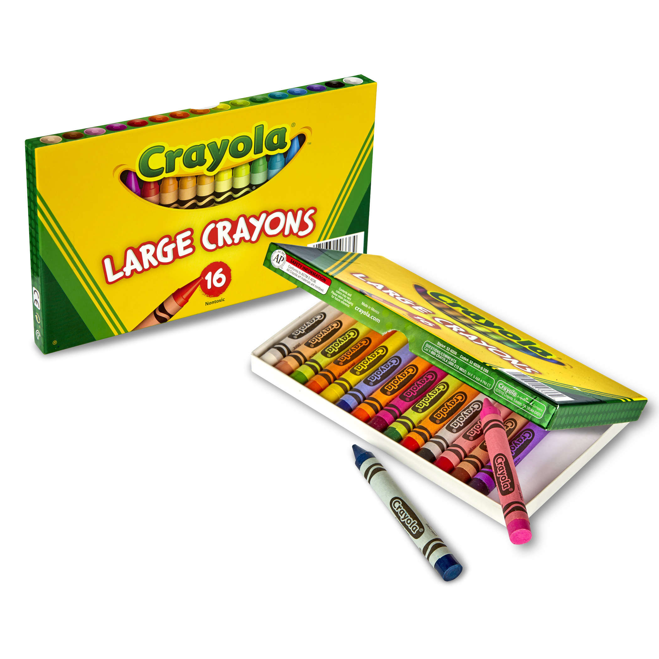 Large Crayons, 16 Count Assorted Colors Crayons, 1  