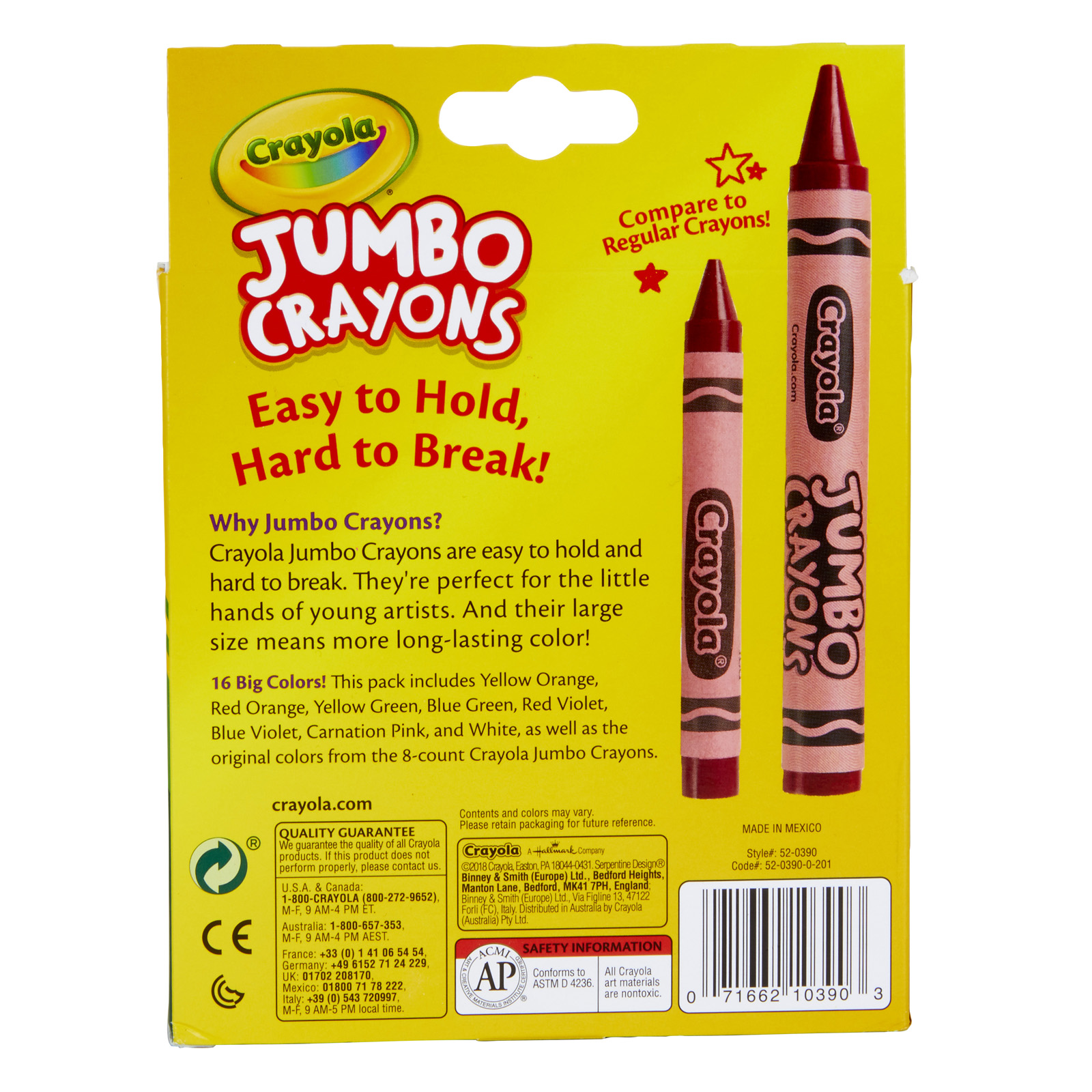 The Teachers' Lounge®  Jumbo Crayons, 16 Colors