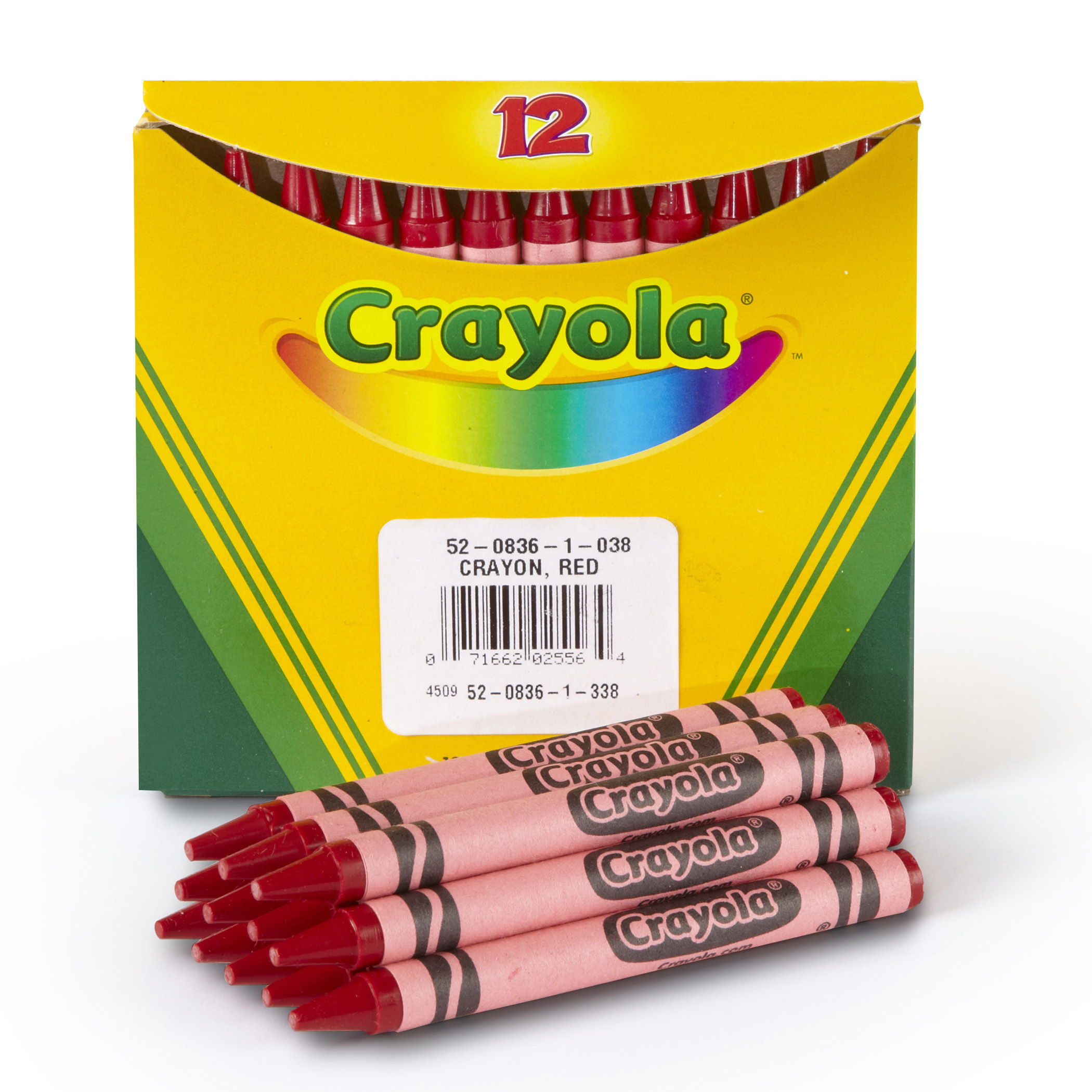 Bulk Crayons, Red, Regular Size, 12 Count