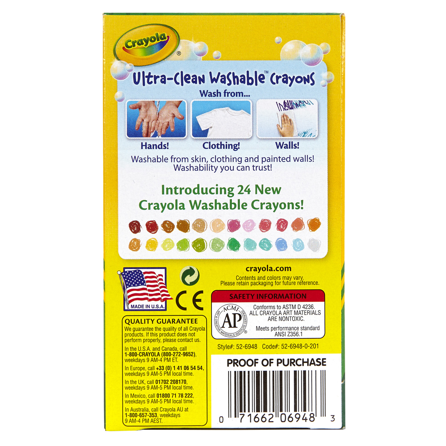 The Teachers' Lounge®  Ultra-Clean Washable Crayons, Regular Size, Pack of  48