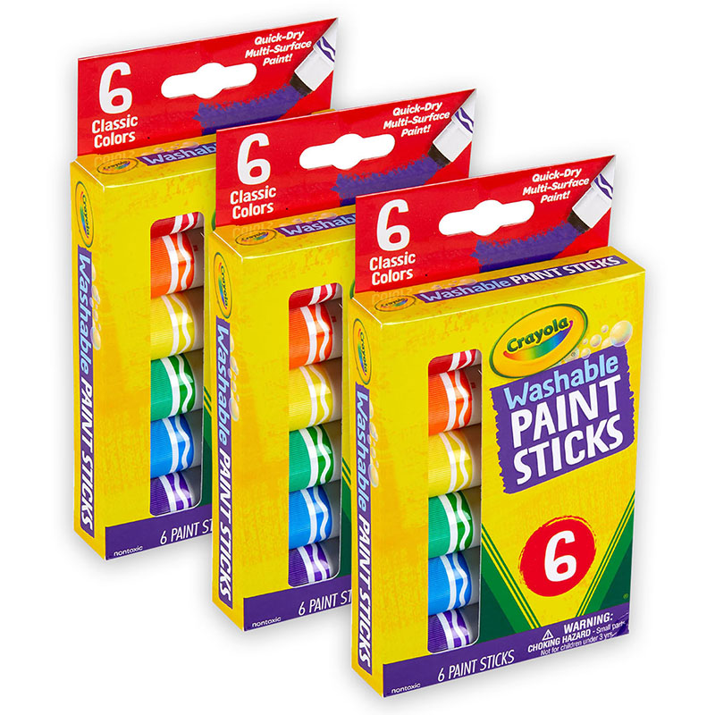 Crayola Washable Paint Sticks, 6 Per Pack, 3 Packs (BIN546207-3