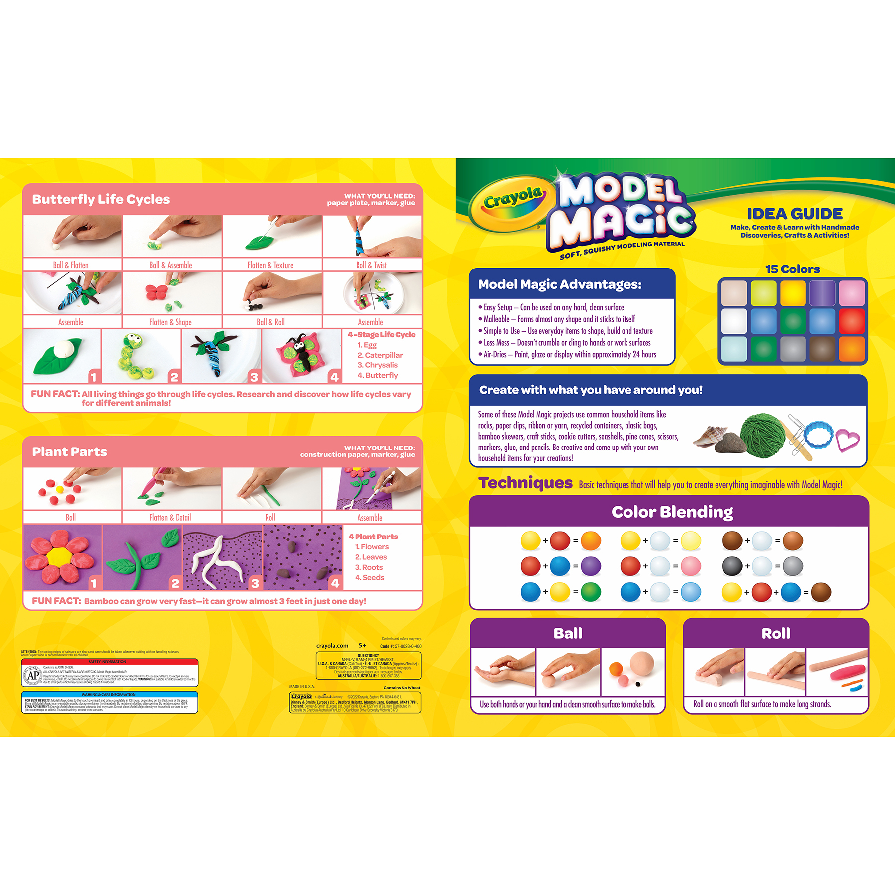 The Teachers' Lounge®  Model Magic, Modeling Clay Alternative, 15 Assorted  Colors, 1 oz Packs, 30 Count