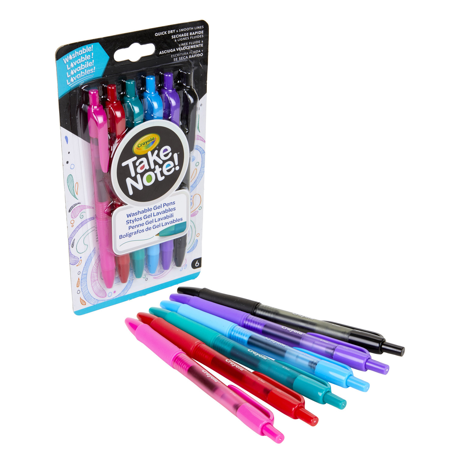 The Teachers' Lounge®  Take Note! Washable Gel Pens, 6 Per Pack