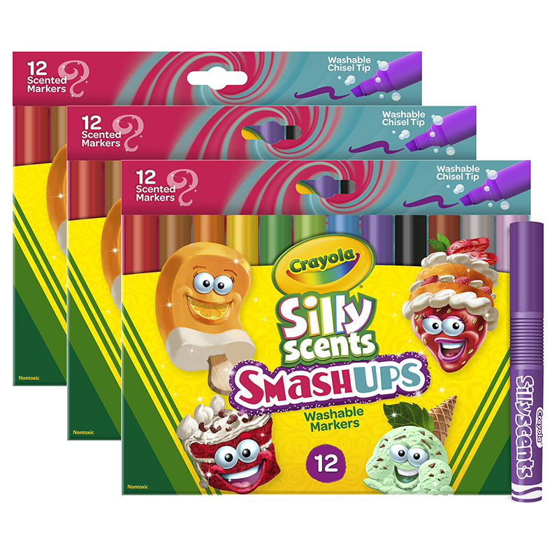 The Teachers' Lounge®  Silly Scents™ Smash Ups Slim Washable Scented  Markers, 10 Per Pack, 6 Packs