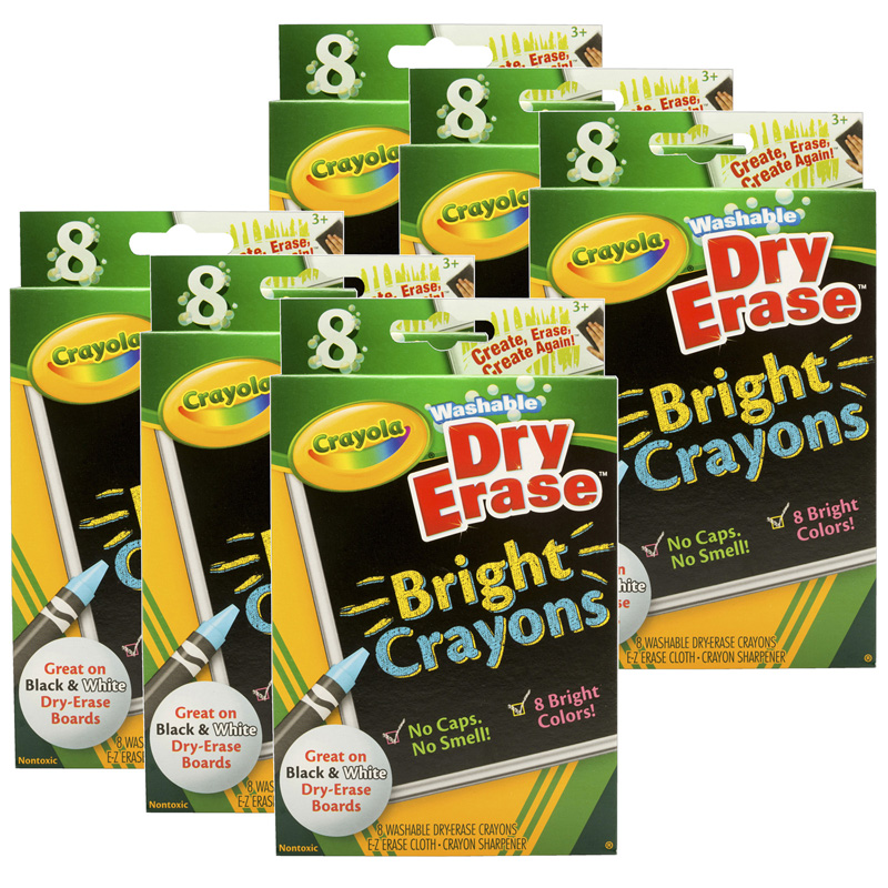 The Teachers' Lounge®  Dry Erase Washable Crayons, Bright Colors, 8 Count