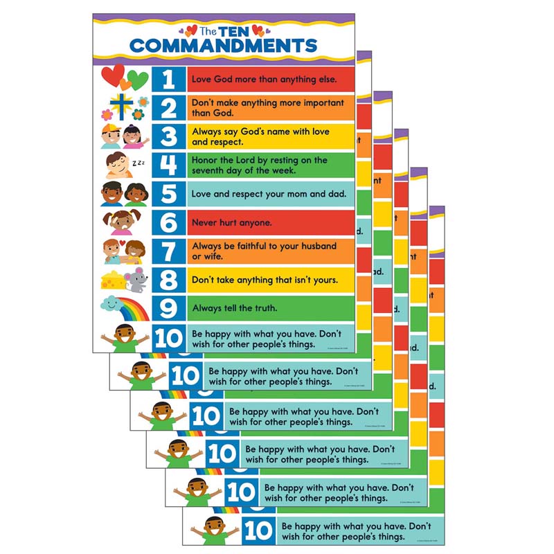 The Teachers' Lounge® | Ten Commandments Chart, Pack of 6