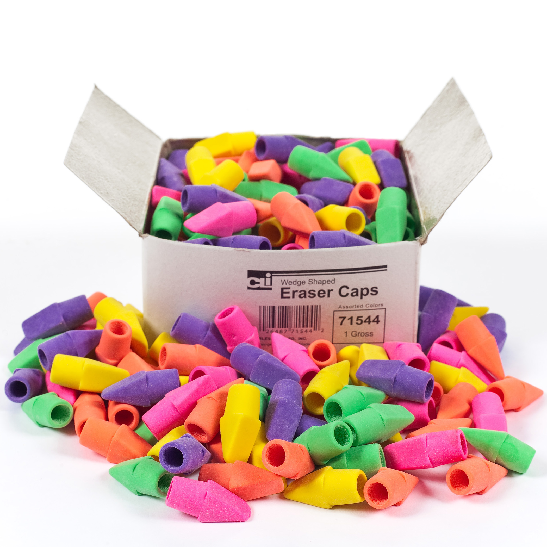 The Teachers' Lounge®  Pencil Eraser Caps, Latex Free, Assorted Colors,  144/Box