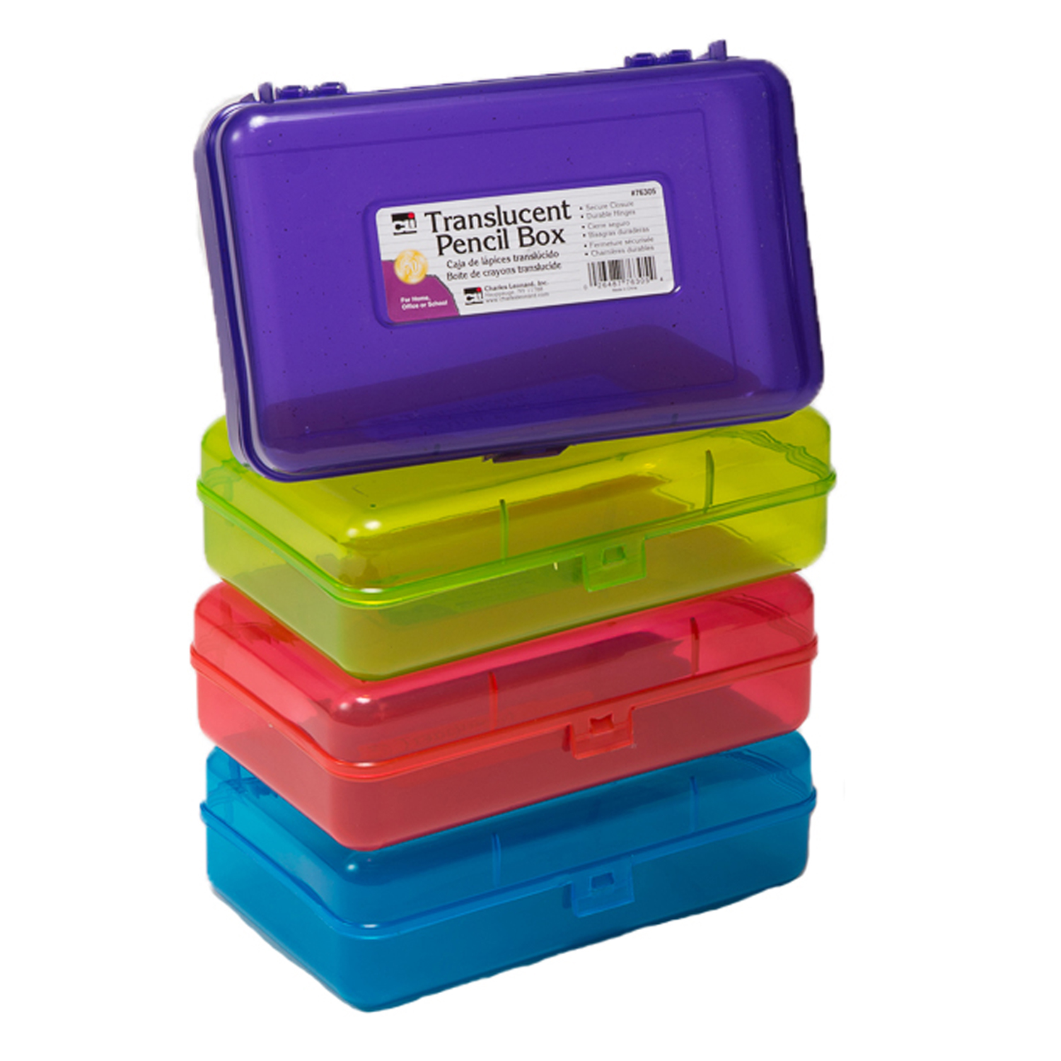 The Teachers' Lounge®  Translucent Pencil Boxes, Assorted Colors, Pack of  12