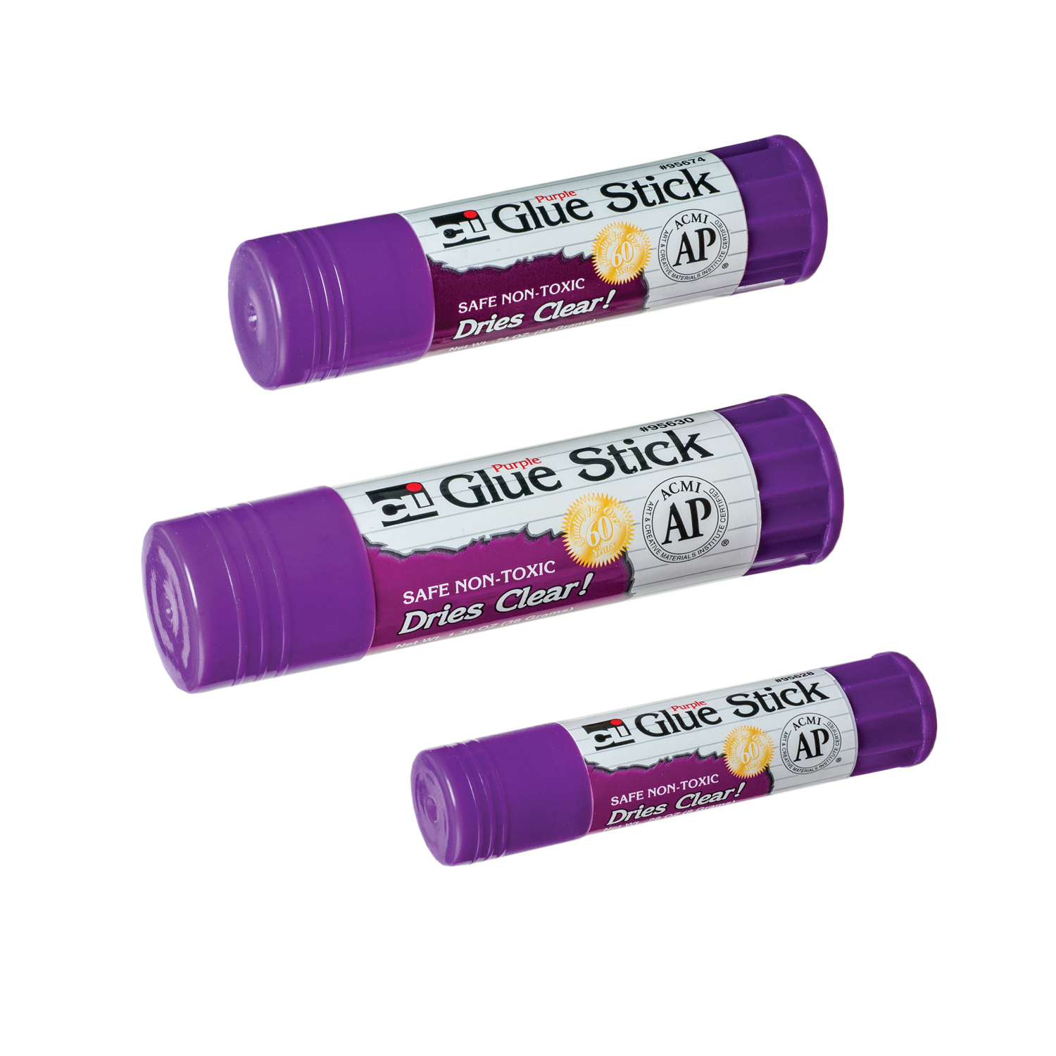 Colorations® Best-Value Washable Purple Glue Sticks, Large (.88 oz.) - Set  of 12 in a tray Qty - 12 pcs Style