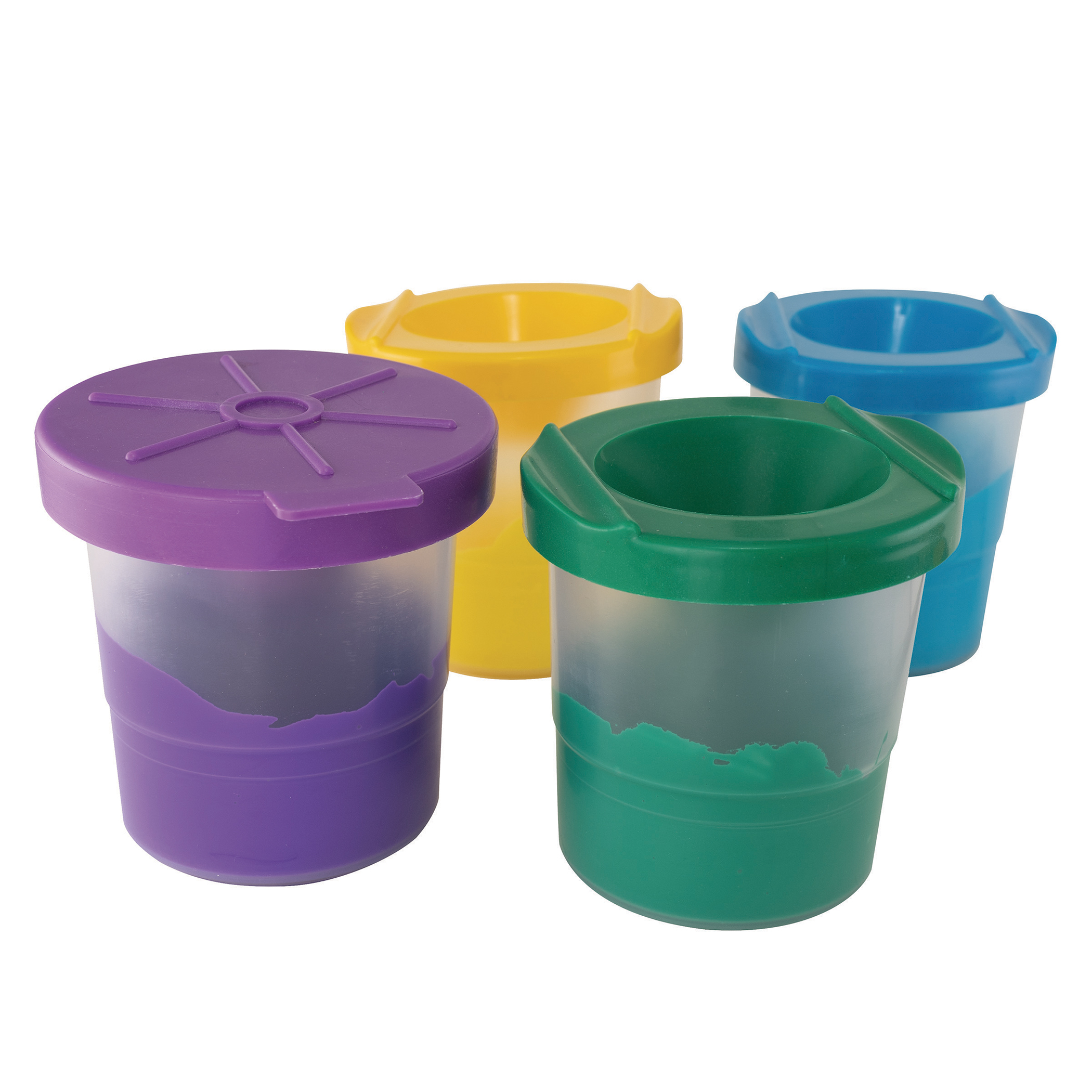 No-Spill Round Paint Cups with Colored Lids, 3 Dia., 10 Cups - CK-5100, Dixon Ticonderoga Co - Pacon