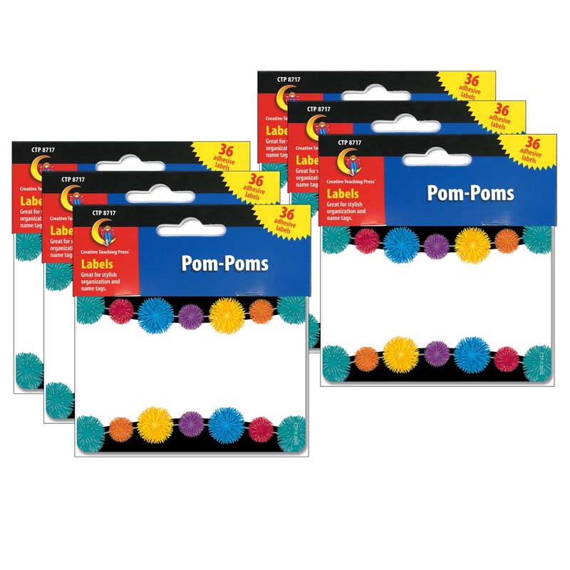 The Teachers Lounge Pom Poms Name Labels 36 Per Pack 6 Packs