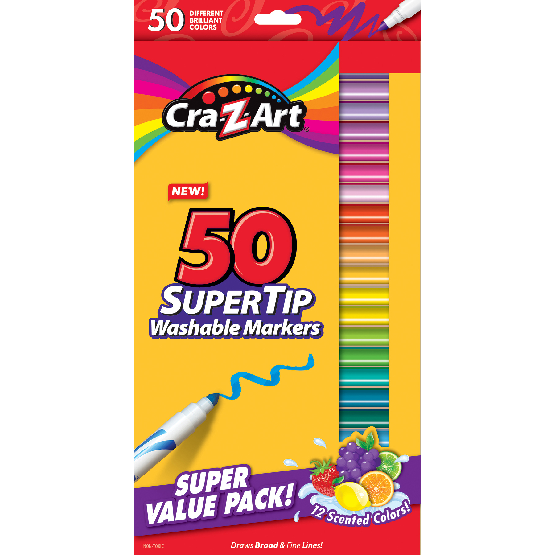 Washable Markers Classroom Pack, Fine Point, 8 Color, Pack Of 200
