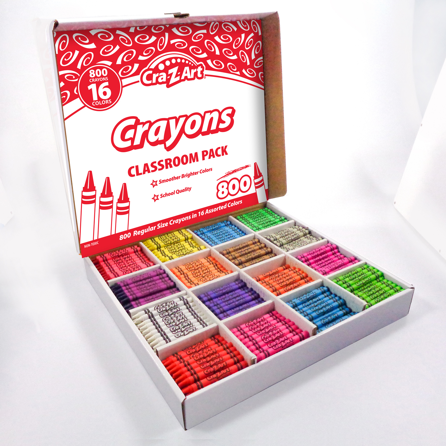 School Smart Crayons with Storage Box, Assorted Colors, Pack of 800