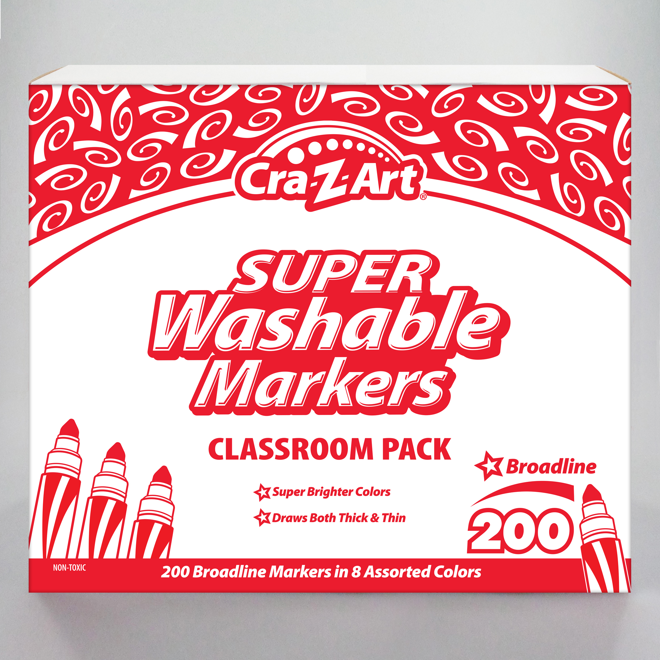 The Teachers' Lounge®  Washable Marker Classroom Pack, Broadline, 8 Color,  Pack of 200