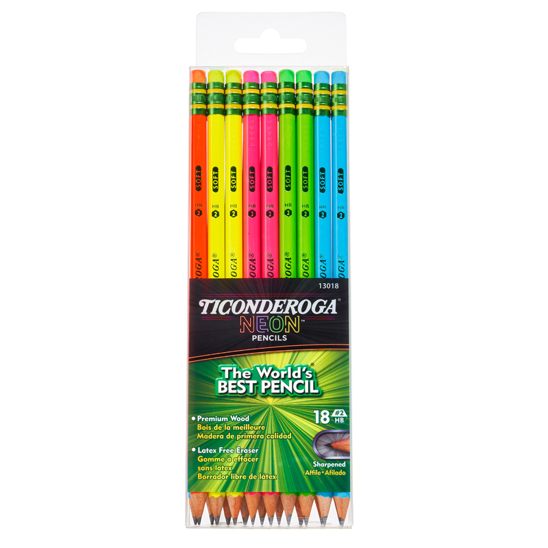 TeachersParadise - Ticonderoga® Neon Pencil, 18 Per Pack, 2 Packs -  DIX13018-2
