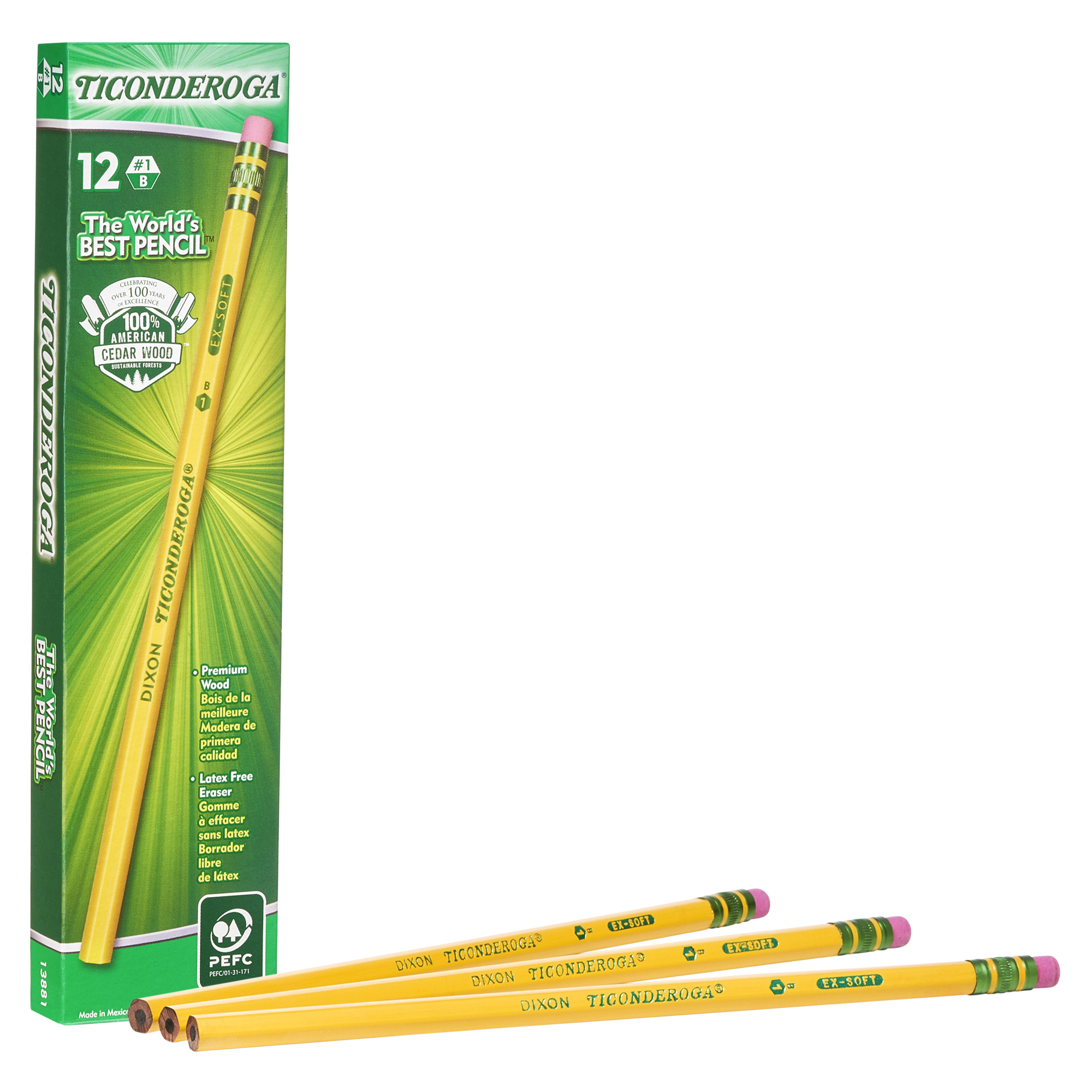 Original Ticonderoga® Pencils, No. 1 Extra Soft Yellow, Unsharpened, 12 Per  Box, 3 Boxes