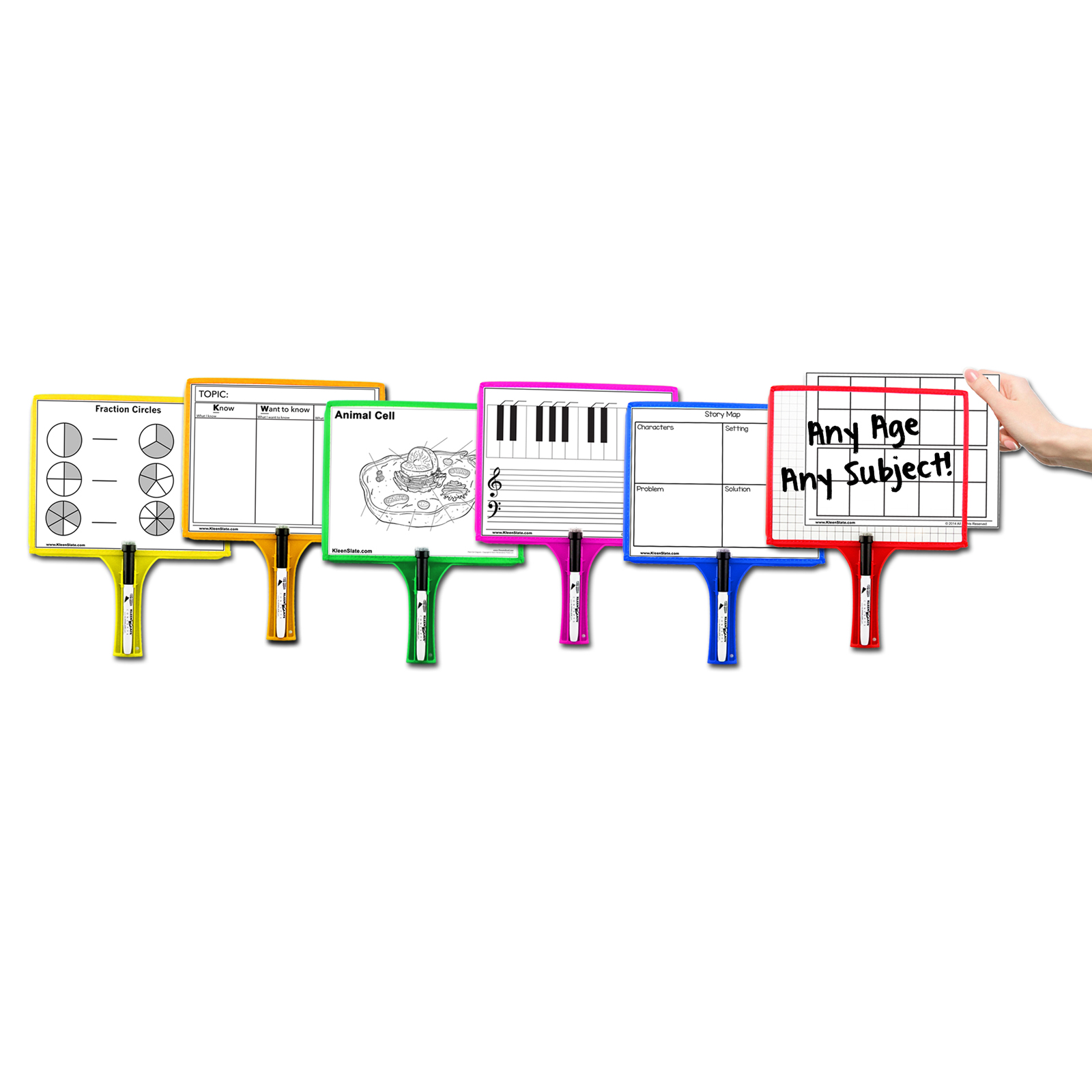 The Teachers' Lounge®  Customizable Handheld Whiteboards with Clear Dry  Erase Sleeves & Markers, Class Set of 12