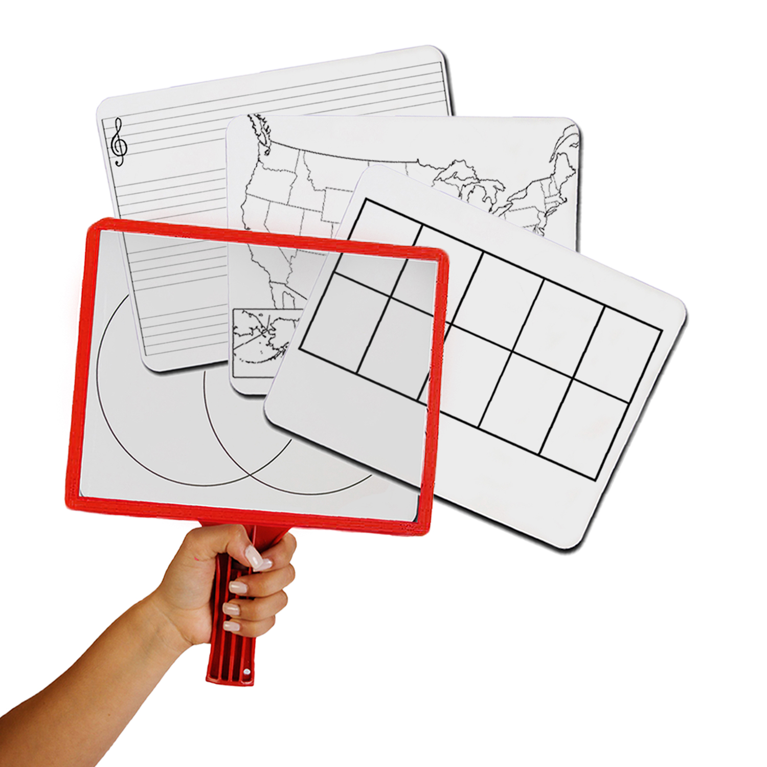 Customizable Handheld Whiteboards with Clear Dry Erase Sleeves & Markers, Class Set of 12