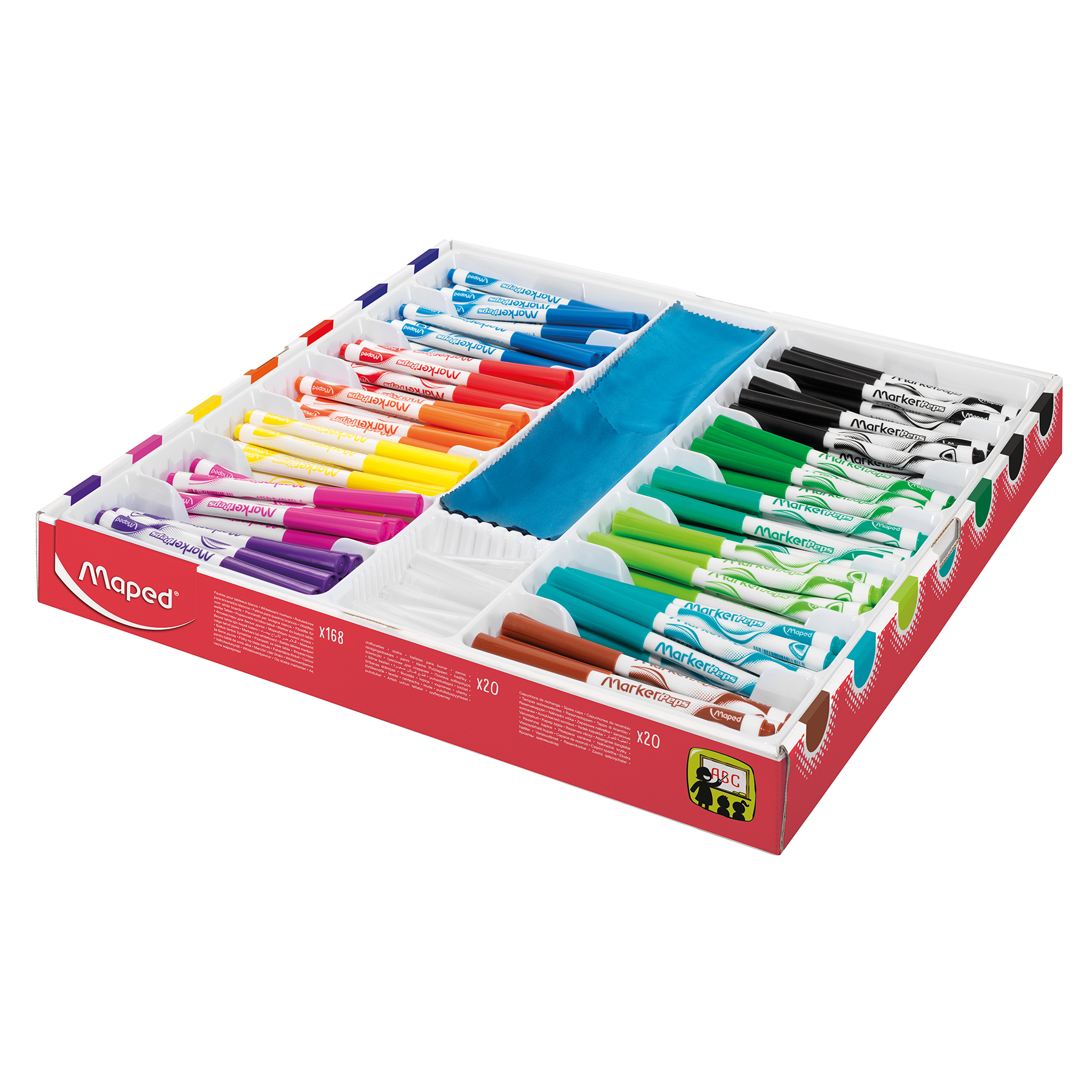 Marker'Peps Dry Erase Markers School Pack, Pack of 168 - MAP741804, Maped  Helix Usa