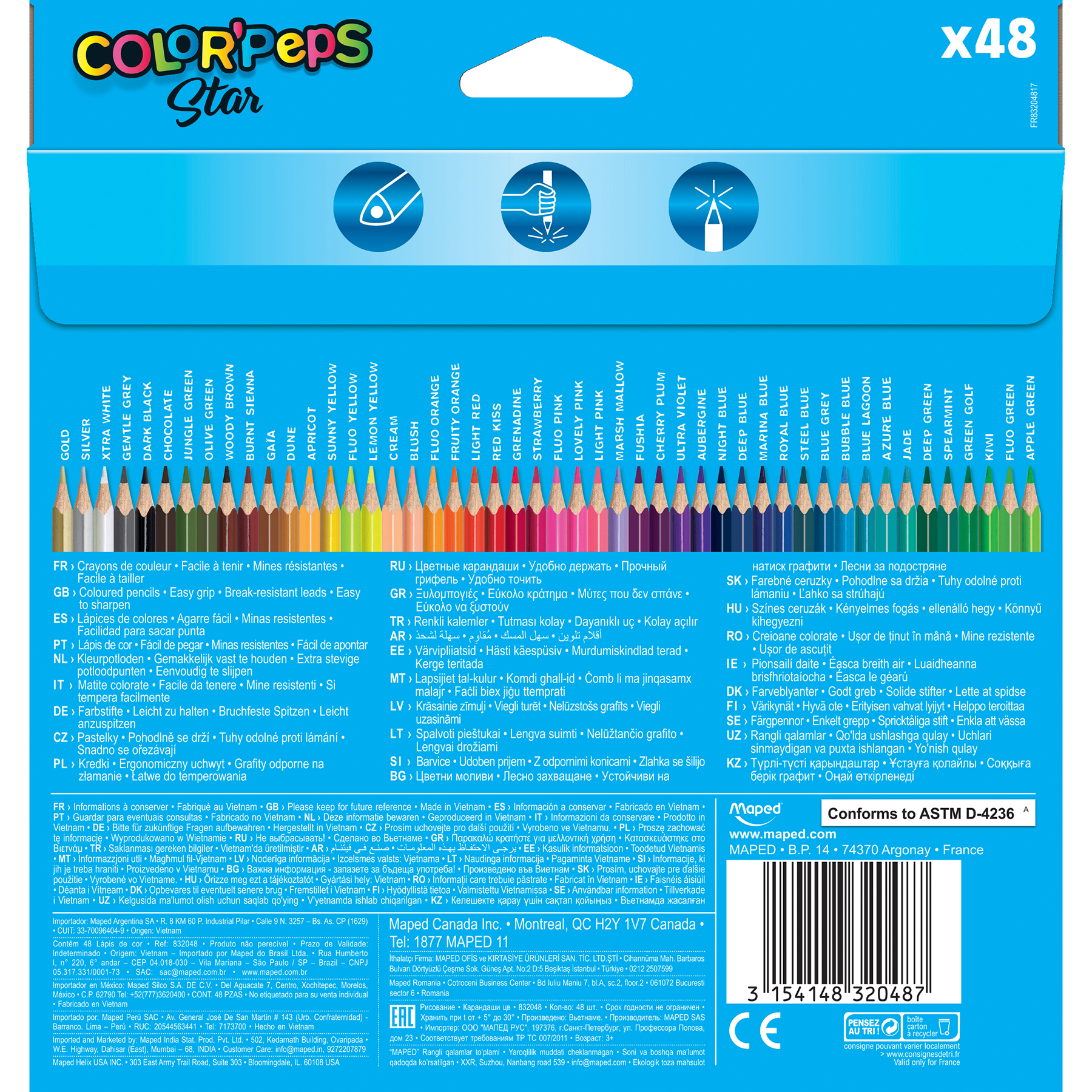 Maped® Color'Peps Triangular Colored Pencils, 2 Packs of 48