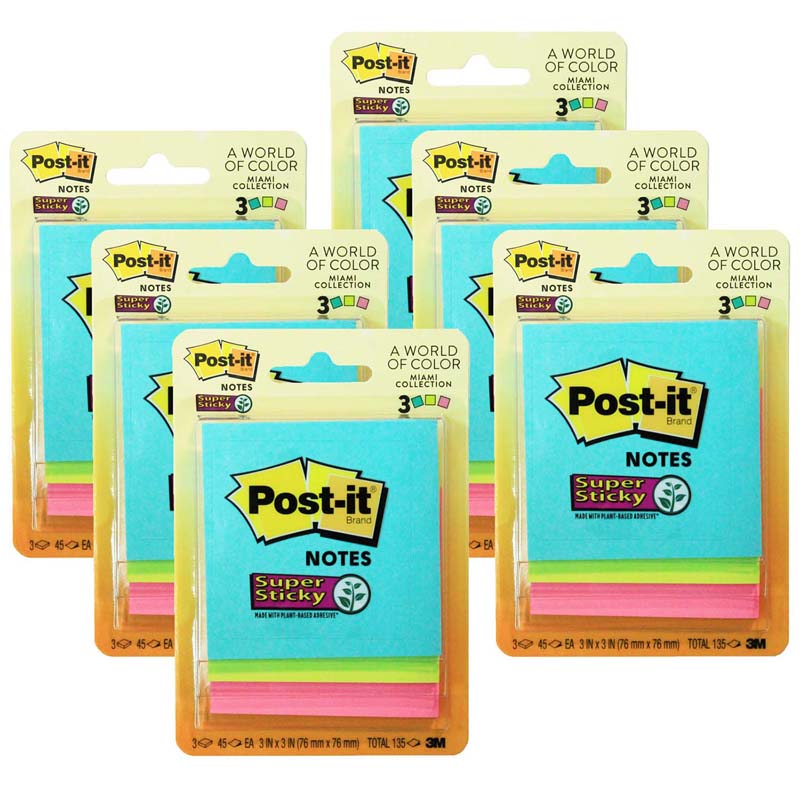 Post-it Super Sticky Notes Teacher Pack, Assorted Colors, 3 in. x 3 in., 15  Pads