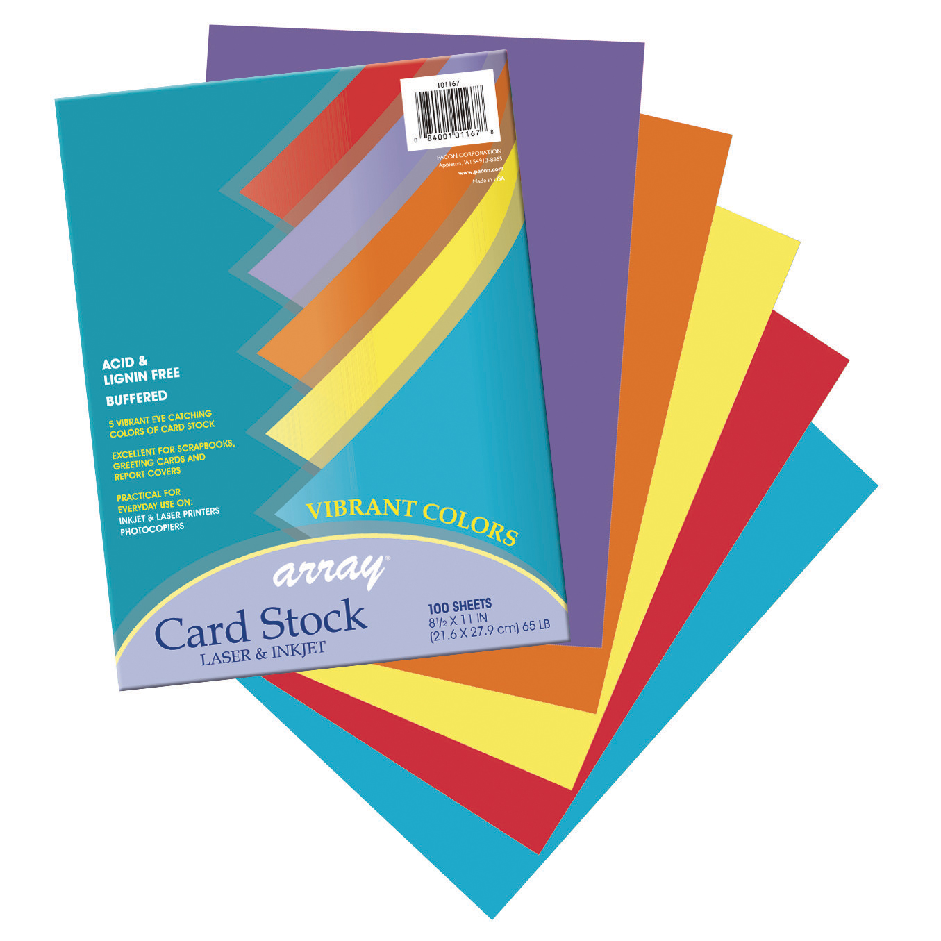 The Teachers' Lounge®  Vibrant Card Stock, 5 Assorted Colors, 8-1/2 x 11,  100 Sheets Per Pack, 2 Packs
