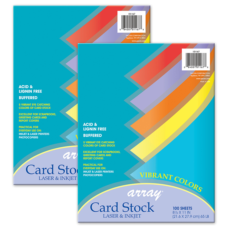 ArrayÂ® Card Stock, Assorted Colors, 100 Sheets 
