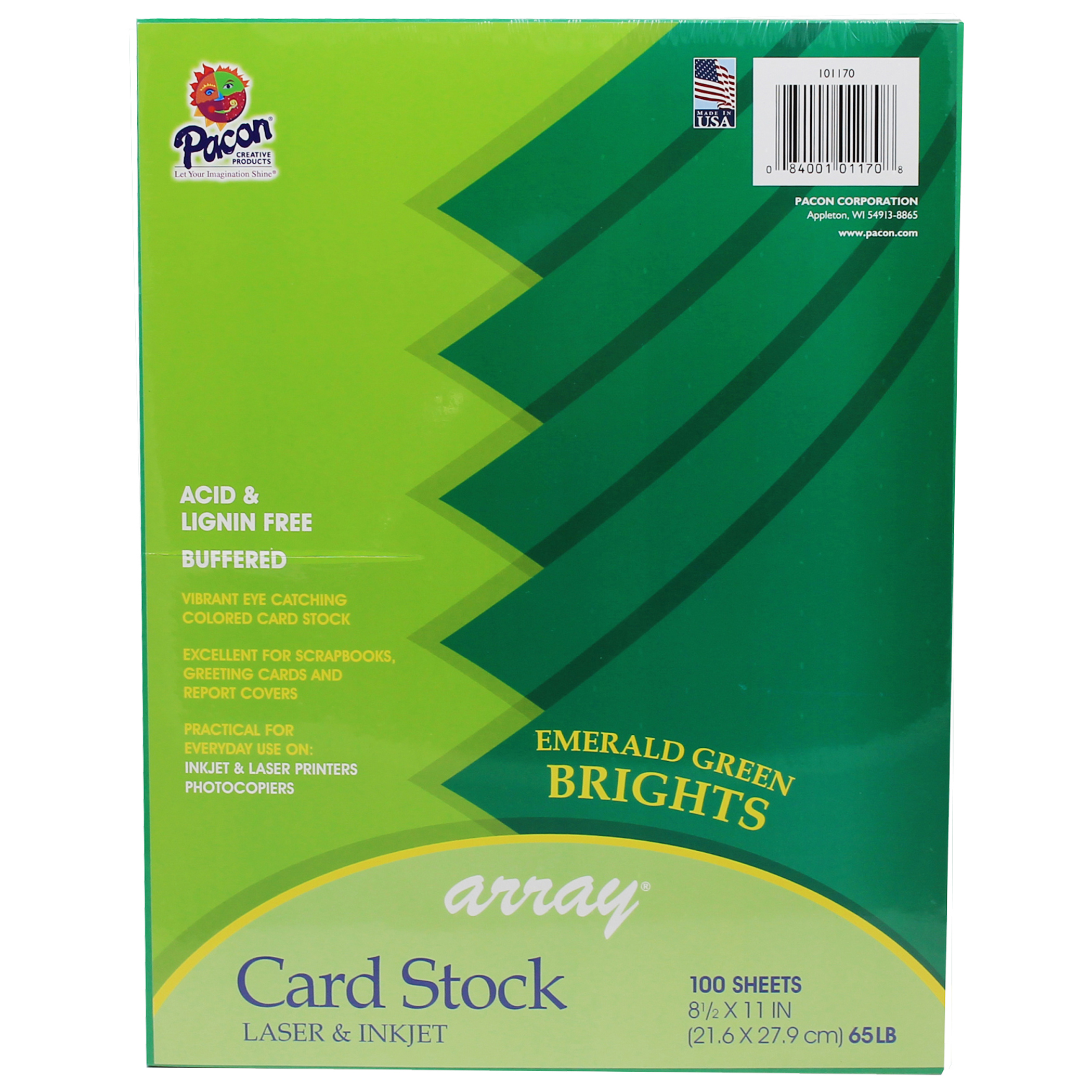 Bright Card Stock, 5 Assorted Colors, 8-1/2 x 11, 100 Sheets - PAC101175, Dixon Ticonderoga Co - Pacon