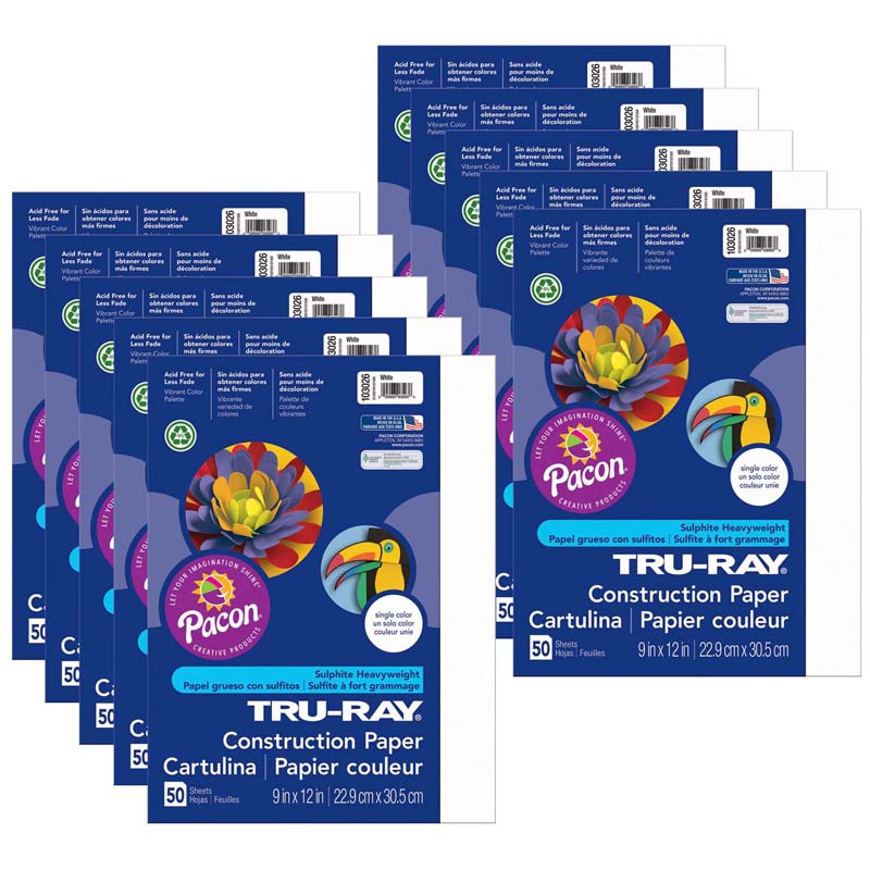 Tru-Ray Sulphite Construction Paper, 9 x 12, 10-Color, Pack of 500