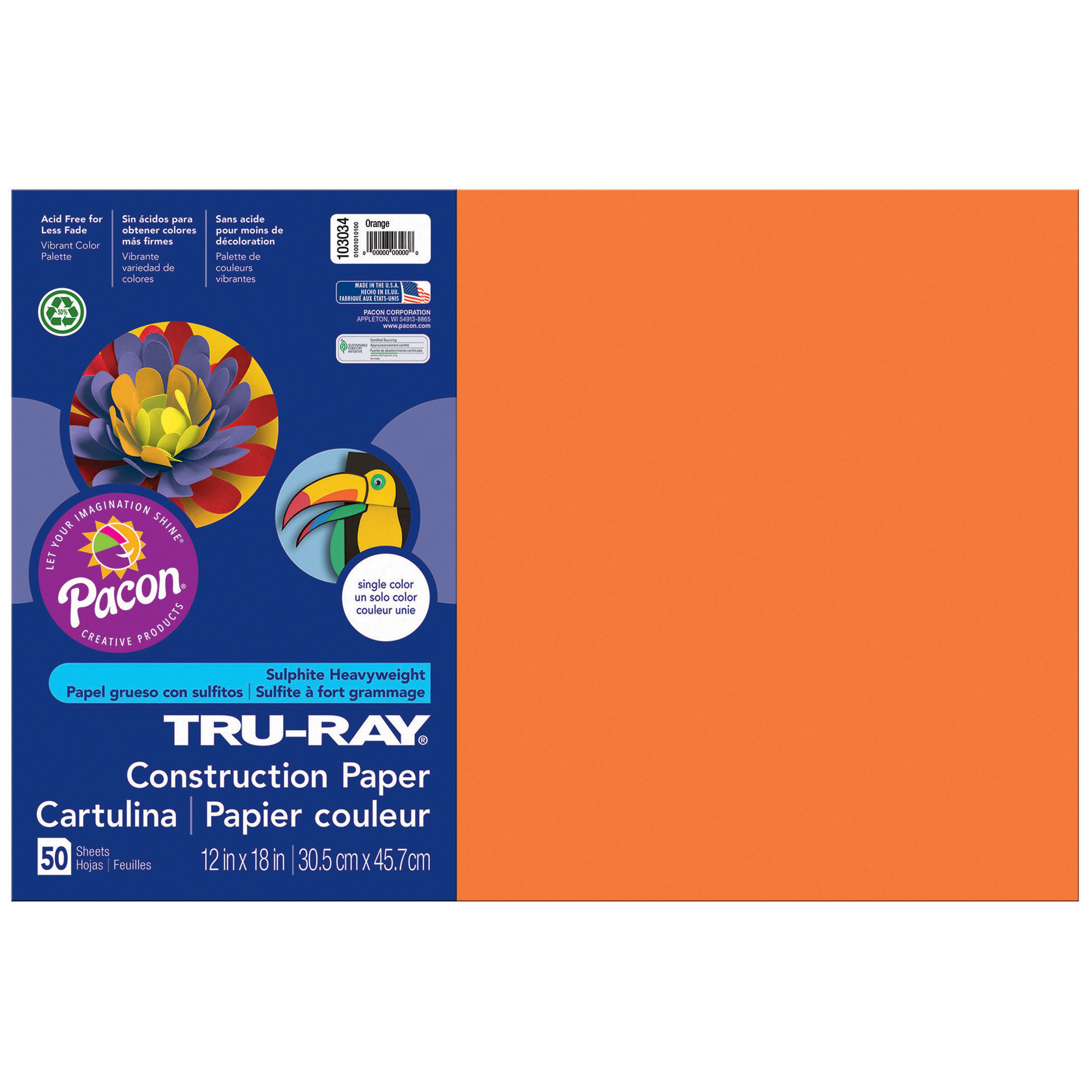 The Teachers' Lounge®  Construction Paper, 5 Assorted Hot Colors, 12 x  18, 50 Sheets