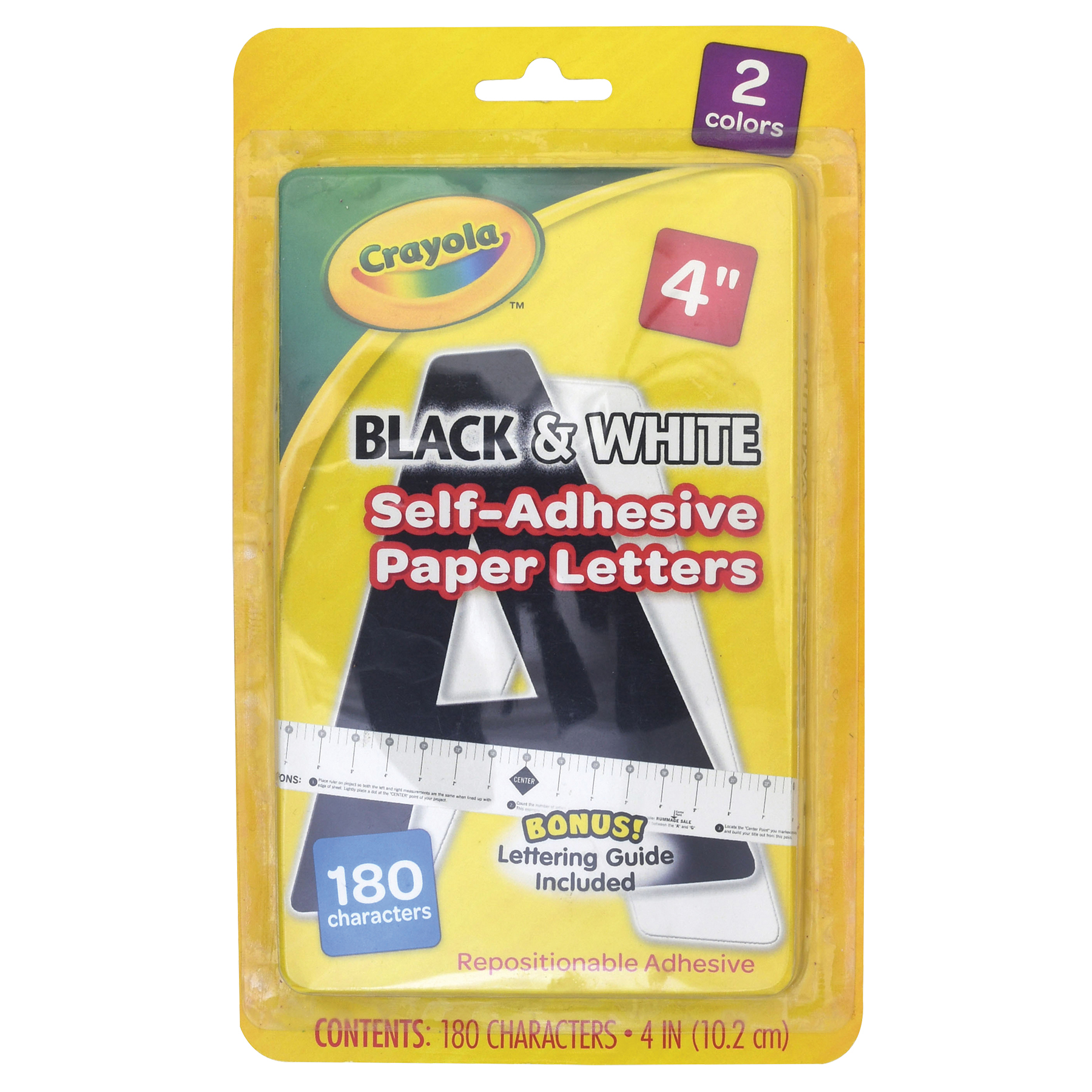 The Teachers' Lounge®  Self-Adhesive Paper Letters, Black & White, 4, 180  Characters Per Pack, 6 Packs