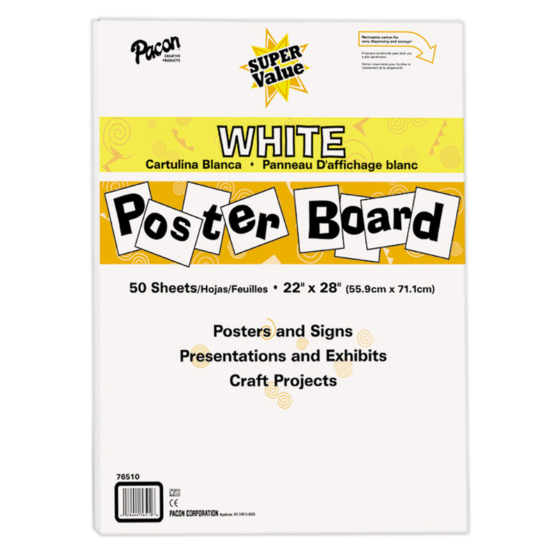 Super Value Poster Board, White, 22 x 28, 50 Sheets - PAC76510, Dixon  Ticonderoga Co - Pacon