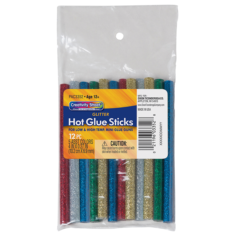 The Teachers' Lounge®  Hot Glue Sticks, 6 Assorted Glitter Colors