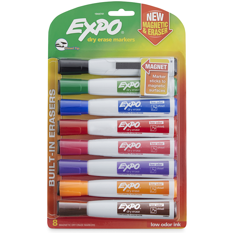 Low Odor Dry Erase Markers, Fine Tip, Black, Box of 12 - SAN86001BX