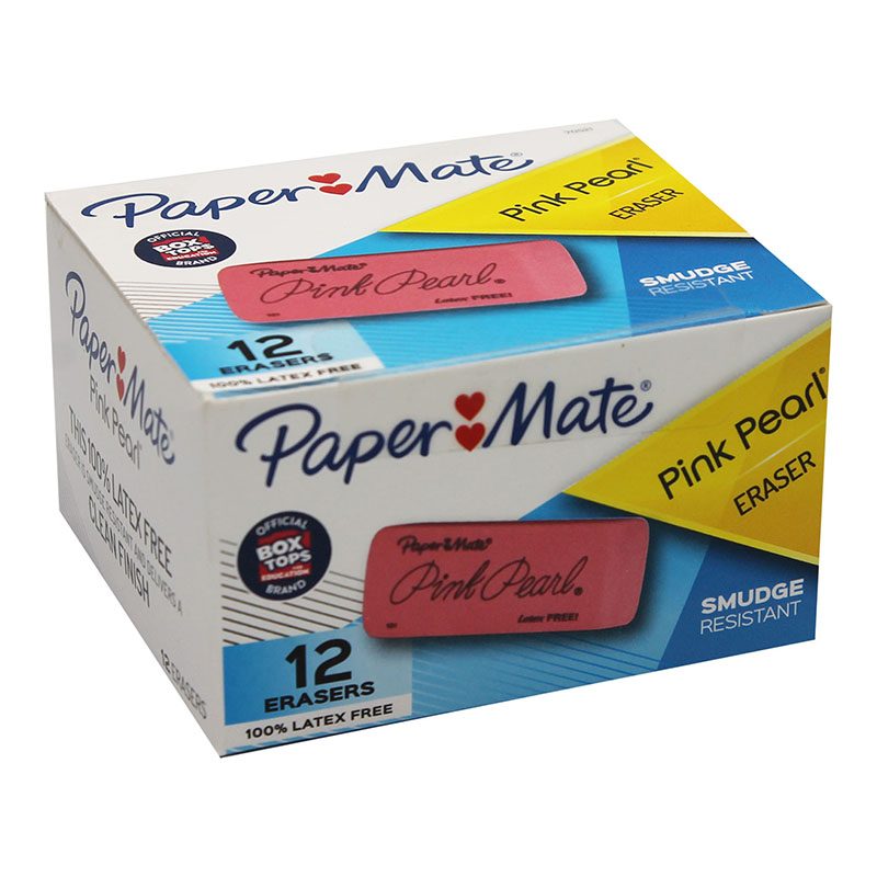 Paper Mate Erasers Pink Pearl Large Erasers, 12 Count