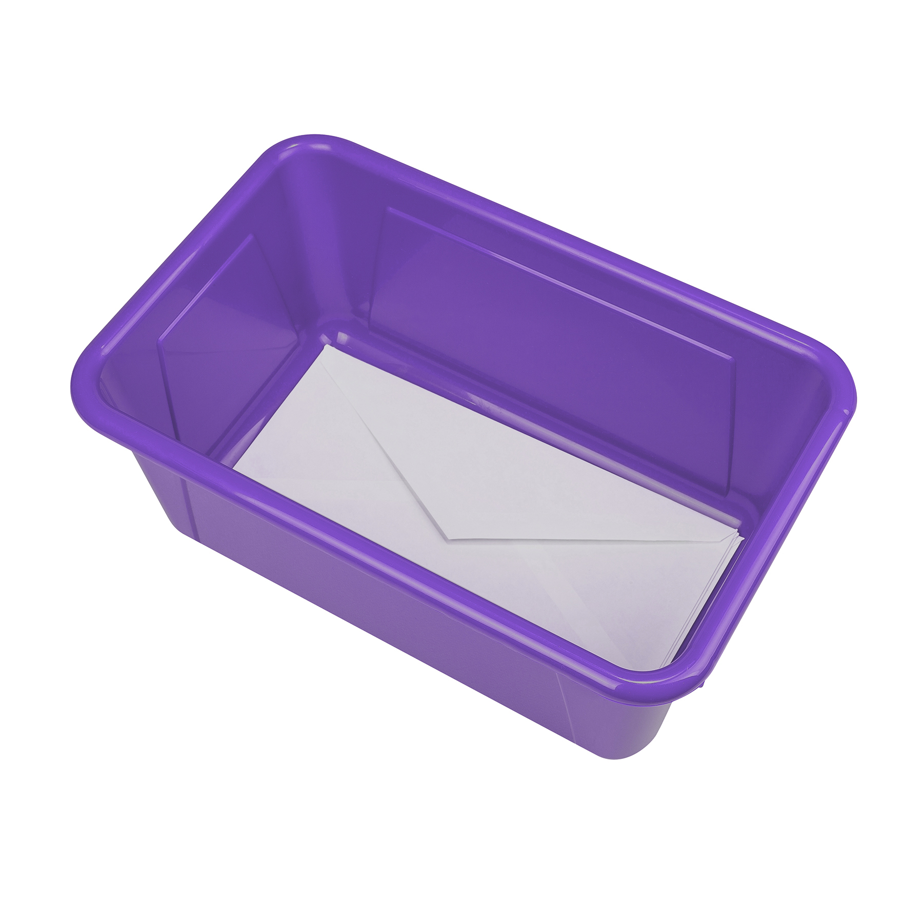 SMALL PLASTIC STORAGE BIN: PURPLE