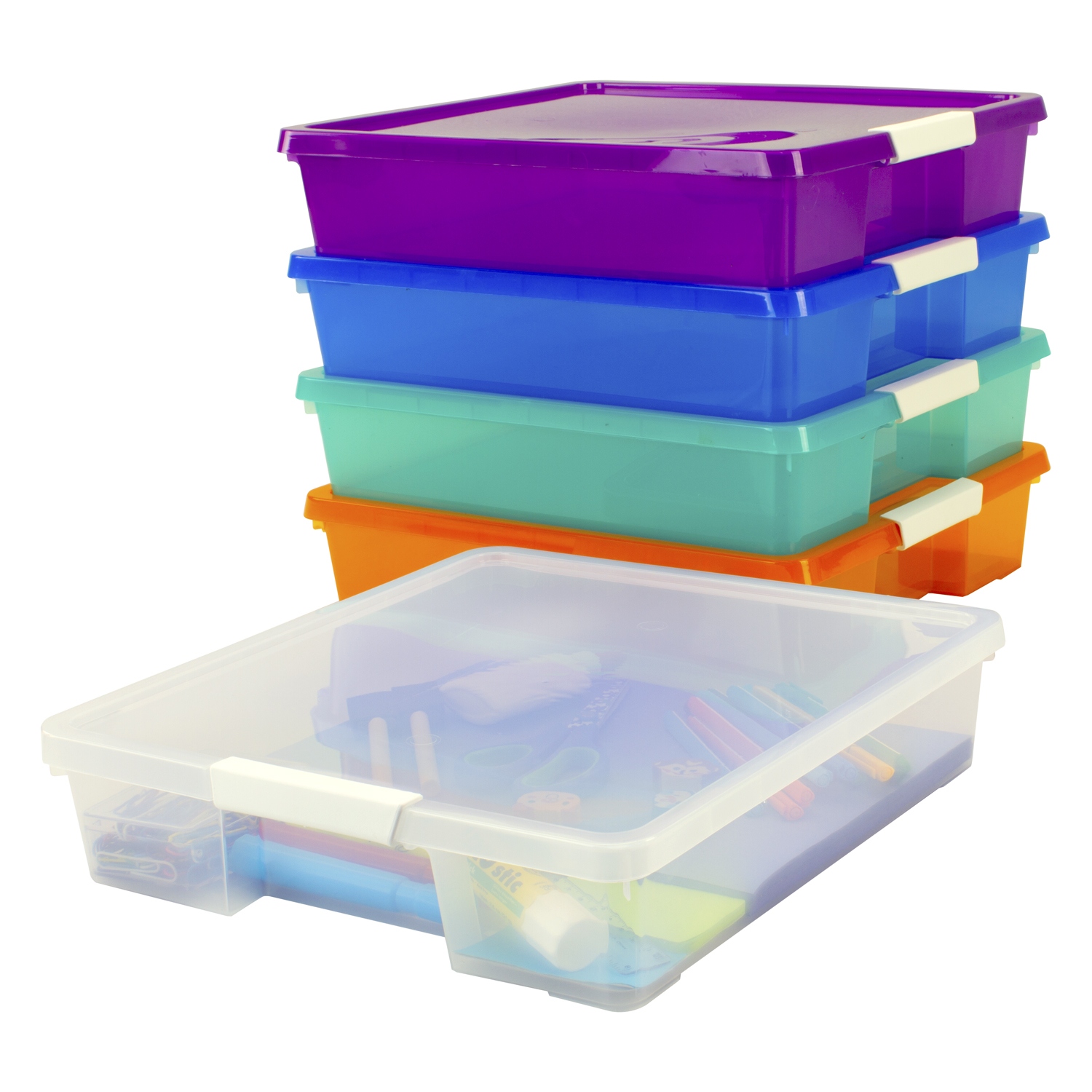 Stack & Store Box Craft Organizer, Assorted Colors, 5-Pack - STX63202U05C, Storex Industries