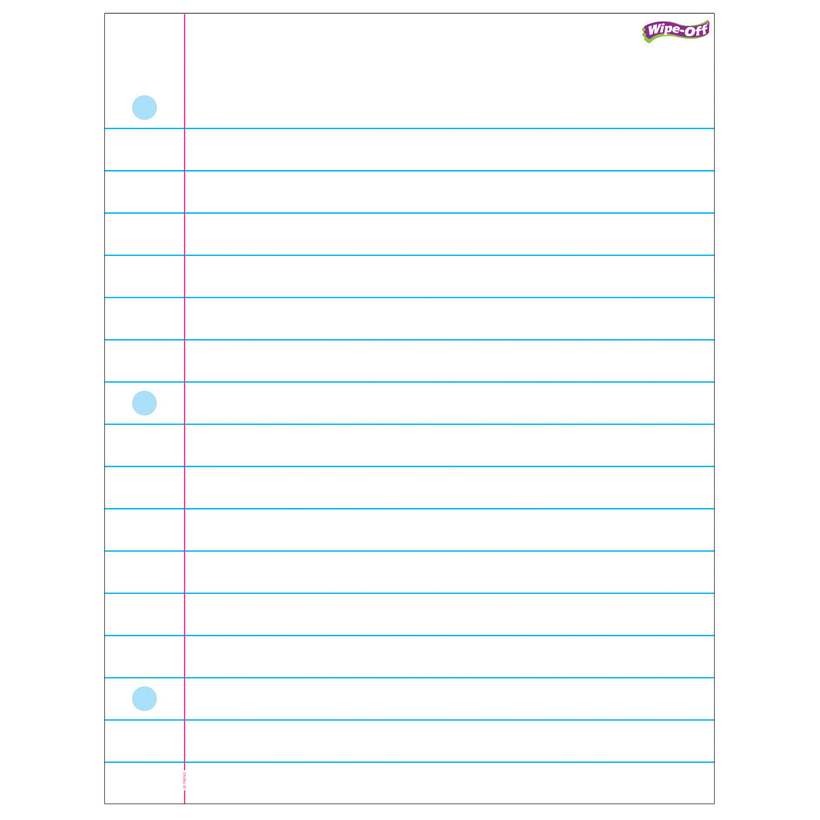 The Teachers' Lounge®  Notebook Paper Wipe-Off® Chart, 17 x 22, Pack of 6