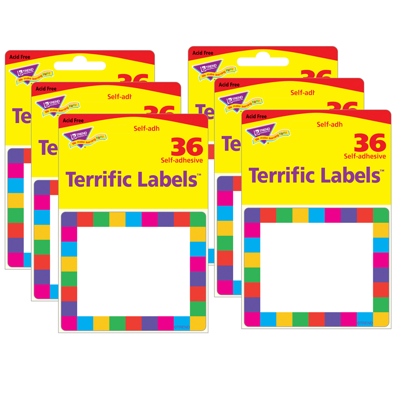 Rainbow Plaid Terrific Labels™ Trend Enterprises Inc T-68015 
