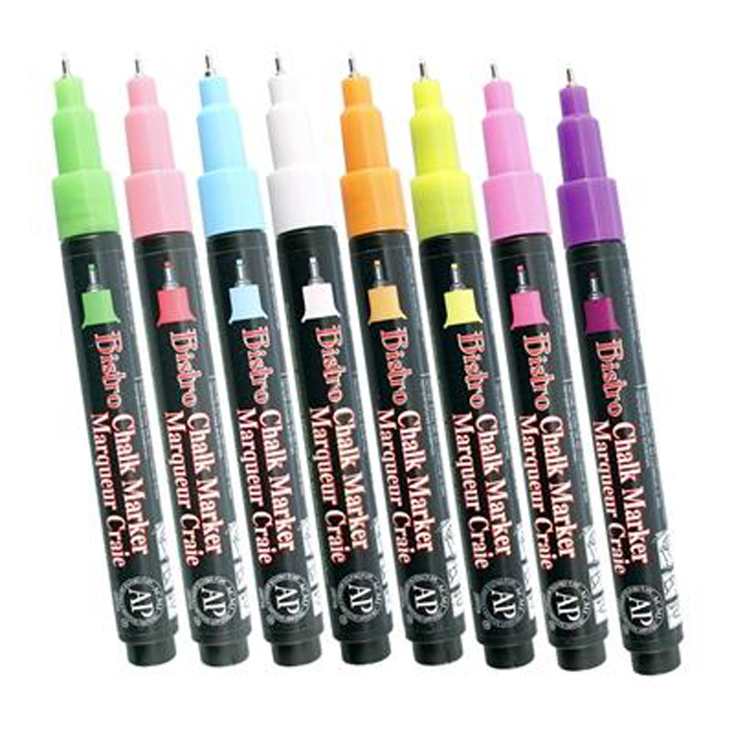 Chalk Marker Set, Fine Tip, Assorted Fluorescent Colors, 4 Per Set, 2 Sets